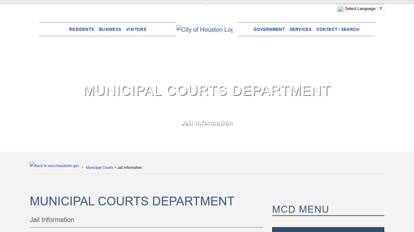 City of Houston Municipal Courts Department - Jail Information